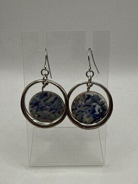 Ancient Roman Glass Silver Iridescent Nebulous Moon Galaxy Earrings